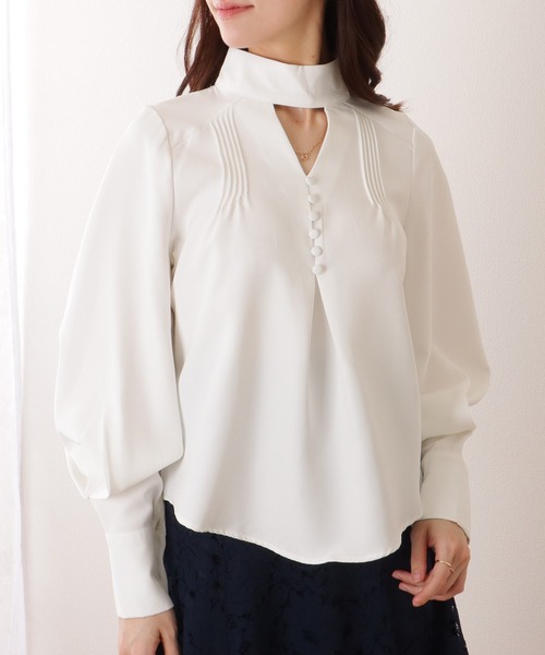ブラウス シャツ Vneck Lace Blouse レディース Lace Ladies ブラウス シャツ 長袖立ち襟Vネック レディース