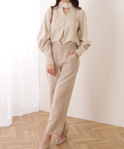 ブラウス シャツ Vneck Lace Blouse レディース Lace Ladies ブラウス シャツ サテン調Vネック絞りギャザー