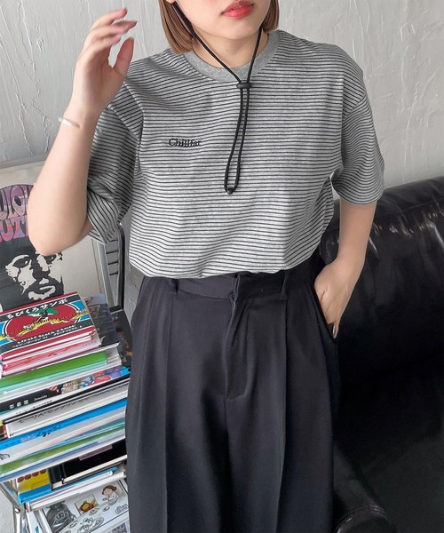 tシャツ 半袖 アソートボーダー刺繍ロゴTシャツ レディース : ZOZOTOWN