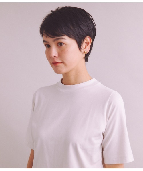 tシャツ 「Elama」Organic Cotton Cross Jersey 5分袖モックネックプルオーバー レディース SIPULI tシャツ 「Elama」Organic Cotton Cross Jersey 5分袖