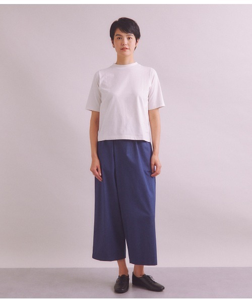 tシャツ 「Elama」Organic Cotton Cross Jersey 5分袖モックネックプルオーバー レディース SIPULI tシャツ 「Elama」Organic Cotton Cross Jersey 5分袖