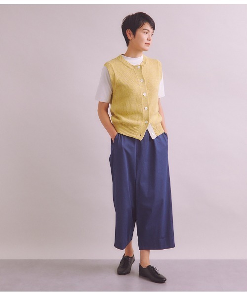 tシャツ 「Elama」Organic Cotton Cross Jersey 5分袖モックネックプルオーバー レディース SIPULI tシャツ 「Elama」Organic Cotton Cross Jersey 5分袖