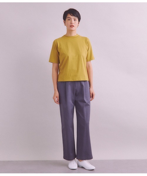 tシャツ 「Elama」Organic Cotton Cross Jersey 5分袖モックネックプルオーバー レディース SIPULI tシャツ 「Elama」Organic Cotton Cross Jersey 5分袖
