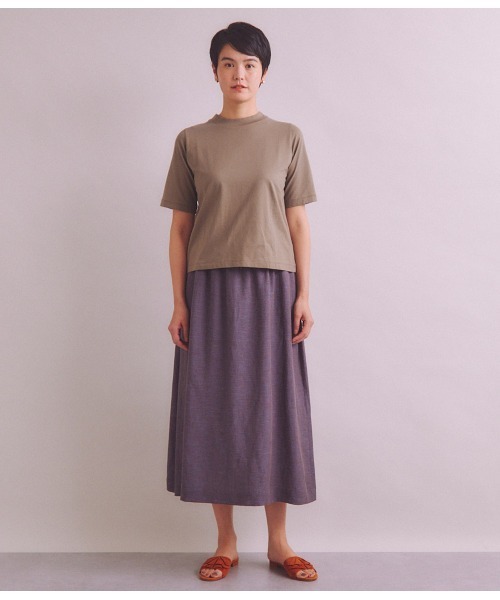 tシャツ 「Elama」Organic Cotton Cross Jersey 5分袖モックネックプルオーバー レディース SIPULI tシャツ 「Elama」Organic Cotton Cross Jersey 5分袖
