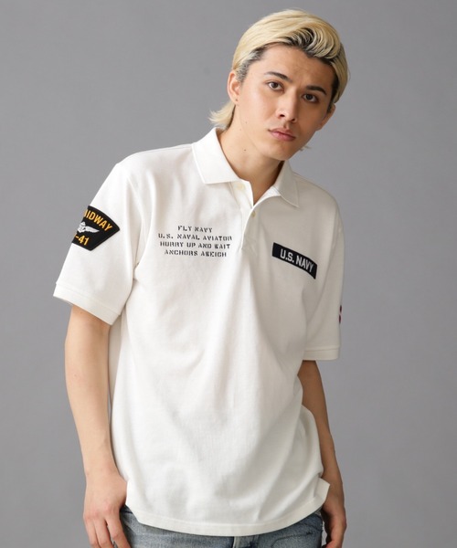 AVIREX ポロシャツ ネイバル パッチド ポロシャツ/NAVAL PATCHED POLO SHIRT
