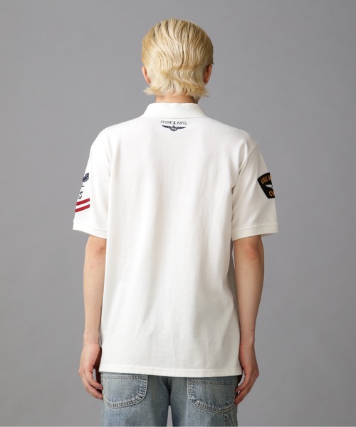 AVIREX ポロシャツ Lサイズ U.S.A.F.A. パッチ６コフルパッチ AVIREX アビレックス ナバル パッチド ポロシャツ NAVAL PATCHED
