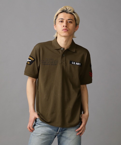 AVIREX ポロシャツ Lサイズ U.S.A.F.A. パッチ６コフルパッチ AVIREX ポロシャツ Lサイズ U.S.A.F.A. パッチ6コフルパッチ