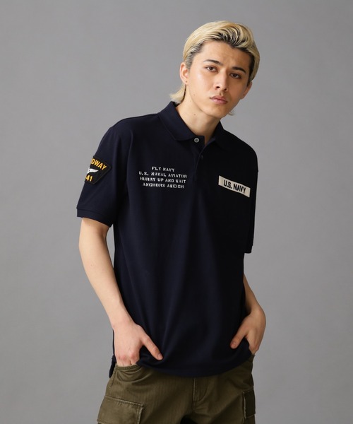 AVIREX - 新品 アヴィレックス ゴルフ ストレッチ グラフィックパッチポロシャツ XL 白 新品 アヴィレックス ゴルフ ストレッチ グラフィックパッチ