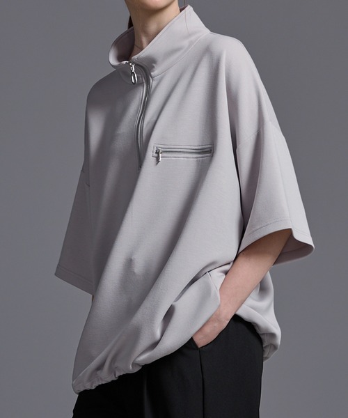 日本未入荷perstepのPigment Loose fit Shirt 全11色 Loose tシャツ ドレープハイポンチ ギミックハーフジップTシャツ