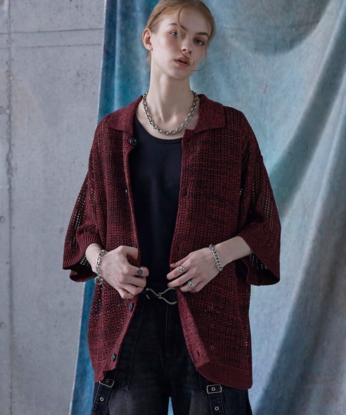 SERACE カーディガン 「SERACE」Oversize openwork short sleeve