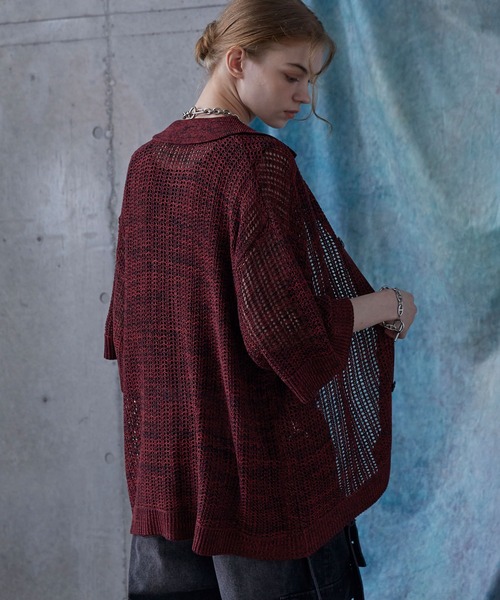 SERACE カーディガン 「SERACE」Oversize openwork short sleeve