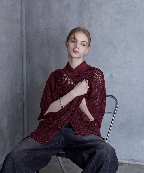 SERACE カーディガン 「SERACE」Oversize openwork short sleeve