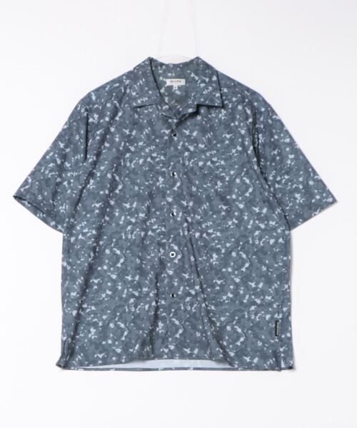 renoma◆半袖シャツ/38/コットン/BLU renoma HOMME シャツ 「ストレッチ 開襟」レノマ オム デジタル