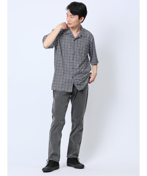 renoma◆半袖シャツ/38/コットン/BLU renoma HOMME シャツ 「ストレッチ 開襟」レノマ オム デジタル