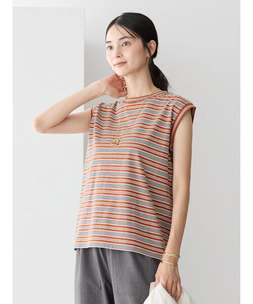 AMERICAN HOLIC tシャツ マルチボーダーノースリーブカットプル