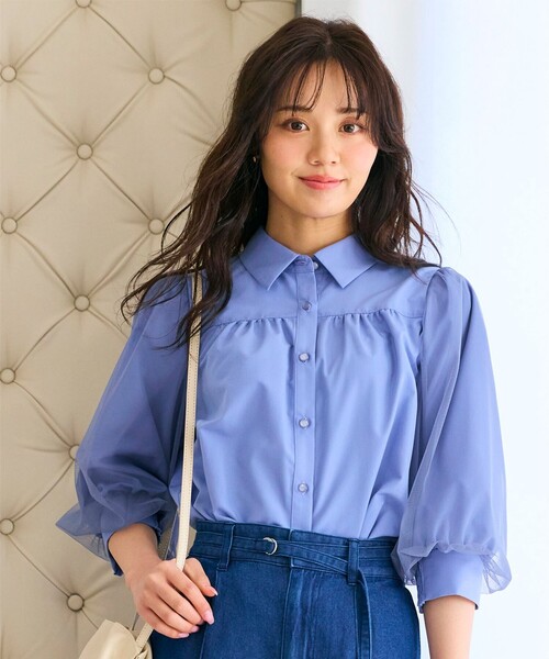 【大好評につき追加生産決定！】袖チュールブラウス Feroux ブラウス シャツ 「大好評につき追加生産決定！」袖