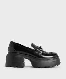 CHARLES & KEITH チャンキープラットフォームローファー CHARLES & KEITH｜メタリックアクセント チャンキー