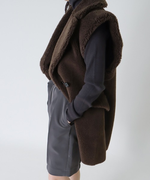 最終価格 venit ＷＯＯＬ　ＰＯＬＹＥＳＴＥＲ　ＢＯＡ　ＶＥＳＴ　グリーン venit - 【新品】 venit / ヴェニット | WOOL POLYESTER BOA