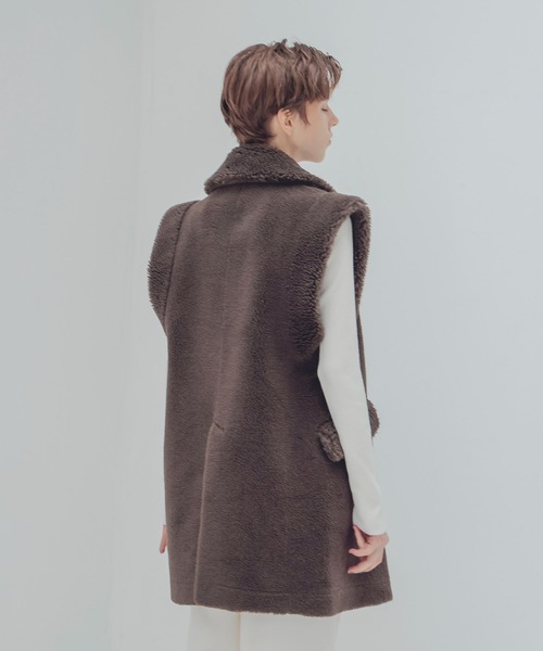 最終価格 venit ＷＯＯＬ　ＰＯＬＹＥＳＴＥＲ　ＢＯＡ　ＶＥＳＴ　グリーン venit - 【新品】 venit / ヴェニット | WOOL POLYESTER BOA