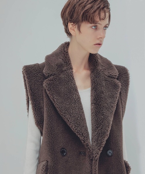 venit ベスト ジレ VENIT / wool polyester boa gilet(ウール