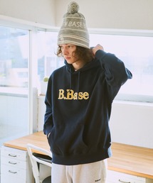 B.Base バーガンディ フード付きパーカー BROKEN BASE パーカー B.Base 裏毛フーディ メンズ レディース