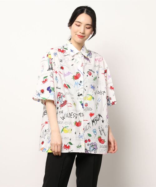 「MSGM」 半袖シャツ 40 ホワイト レディース