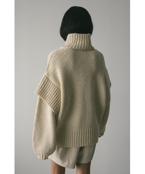 STYLEMIXER カーディガン レイヤースリーブジップニットカーデ