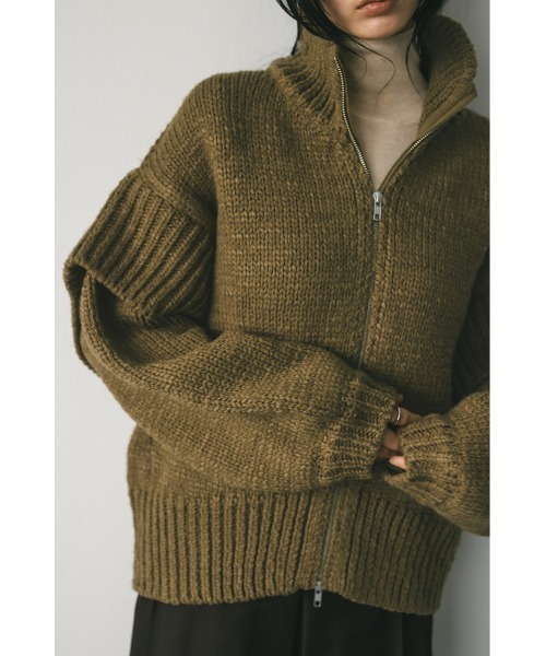 STYLEMIXER レイヤースリーブジップニットカーディガン STYLEMIXER カーディガン レイヤースリーブジップニットカーデ