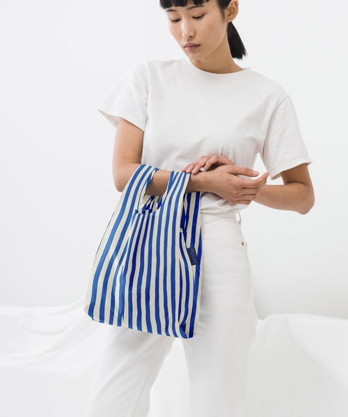 BAGGU スタンダード エコバッグ コバルト　ジェイド　ストライプ　ボーダー BAGGU エコバッグ バグゥ 正規品 STANDARD 折りたたみ