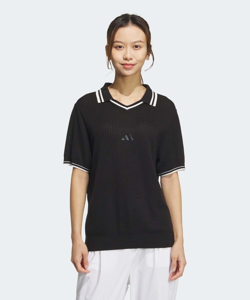 ポロシャツ ポロ アディダス adidas ビヨンド ザ コース ルーズ スキッパー ニットボックスシルエット 半袖ポロ レディース adidas ポロシャツ ポロ ビヨンド ザ コース ルーズ スキッパー