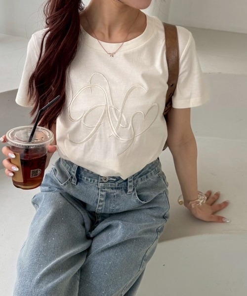 one after another NICE CLAUP tシャツ イニシャルビッグロゴ刺繍T