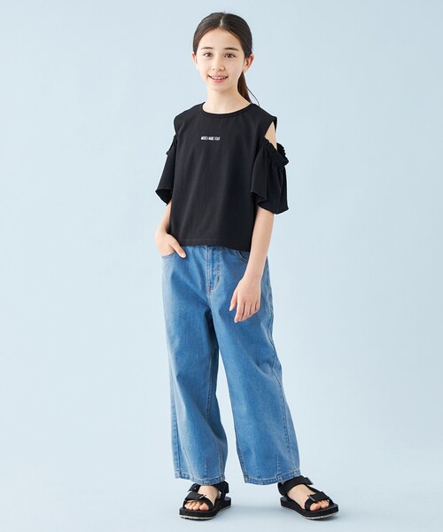ワイドパンツ パンツ 「110-150cm」カーブワイドデニム キッズ 子供服 男の子 女の子 | UNFILO | 06