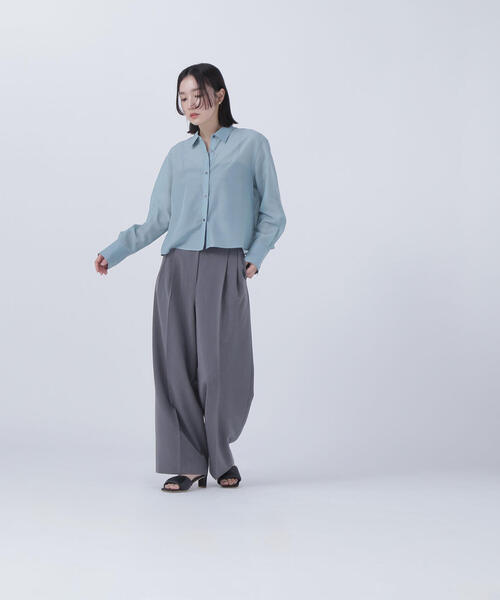 ブラウス シャツ シアー クロップドシャツ レディース VIS ブラウス シャツ シアークロップドシャツ レディース