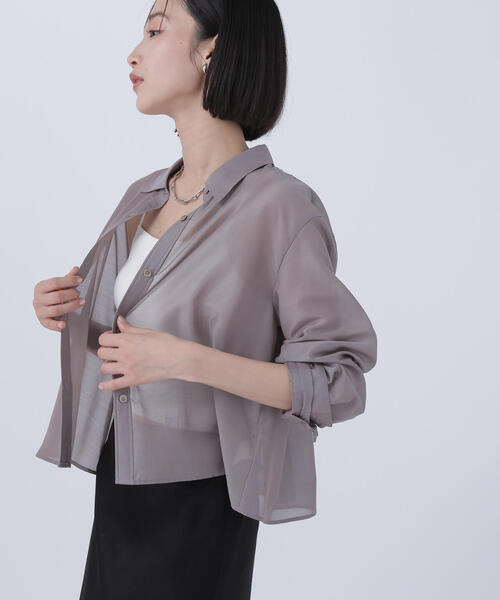 ブラウス シャツ シアーシャツシリーズ クロップド丈 レディース