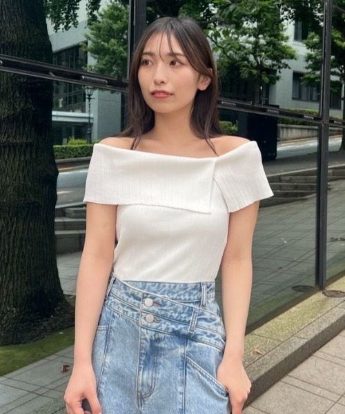 FRAY I.D ニット セーター 2wayオフショルスリットニット