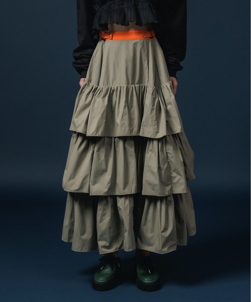 NON TOKYO（ノントーキョー） ロング スカート NYLON TIEREDSKIRT