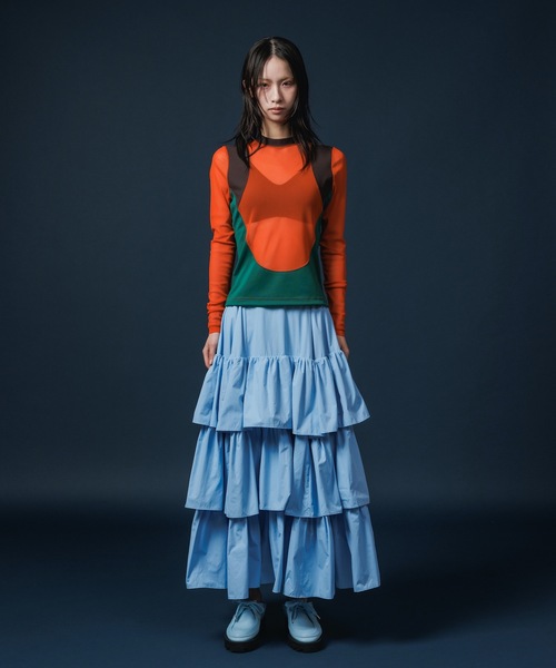 NON TOKYO（ノントーキョー） ロング スカート NYLON TIEREDSKIRT