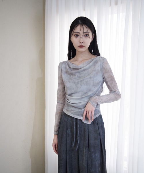 tシャツ ラメ入り裾アシメシアーTシャツ レディース