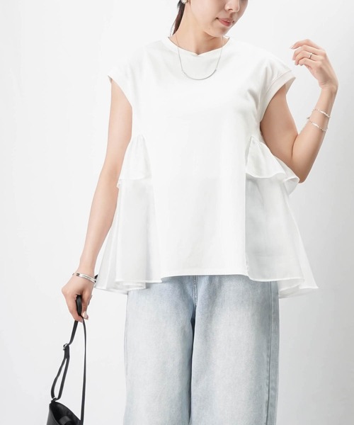 tシャツ LC/LLL 異素材フリルプルオーバー レディース LADY LUCK LUCA tシャツ LC/LLL 異素材フリルプルオーバー