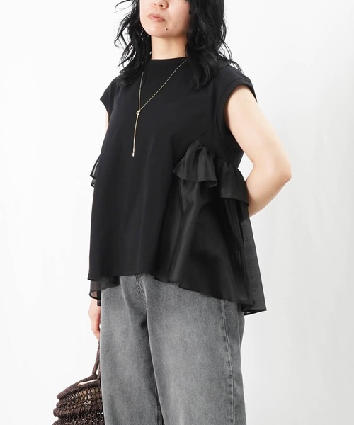 tシャツ LC/LLL 異素材フリルプルオーバー レディース LADY LUCK LUCA tシャツ LC/LLL 異素材フリルプルオーバー