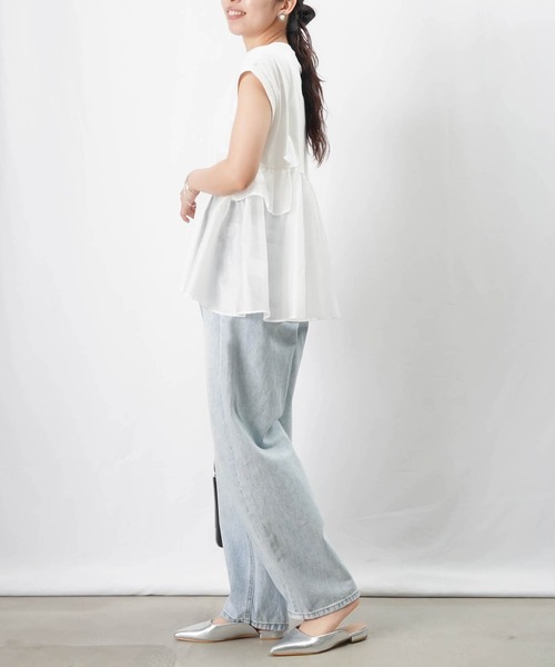 LADY LUCK LUCA tシャツ LC/LLL 異素材フリルプルオーバー