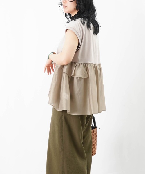 tシャツ LC/LLL 異素材フリルプルオーバー レディース LADY LUCK LUCA tシャツ LC/LLL 異素材フリルプルオーバー