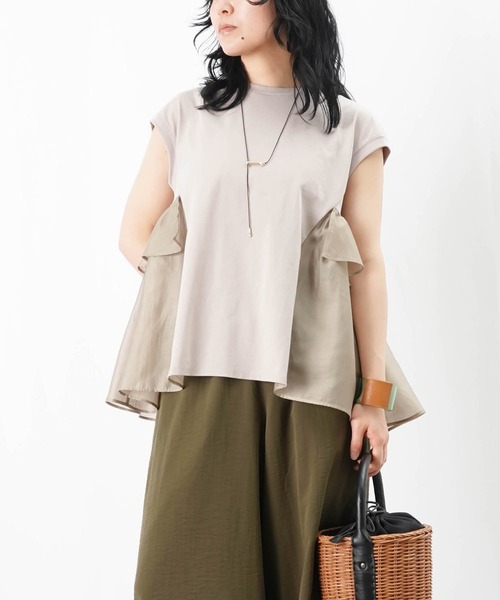 tシャツ LC/LLL 異素材フリルプルオーバー レディース LADY LUCK LUCA tシャツ LC/LLL 異素材フリルプルオーバー