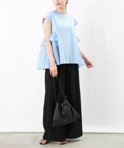 tシャツ LC/LLL 異素材フリルプルオーバー レディース LADY LUCK LUCA tシャツ LC/LLL 異素材フリルプルオーバー