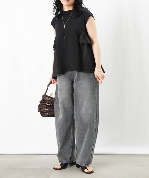 LADY LUCK LUCA tシャツ LC/LLL 異素材フリルプルオーバー