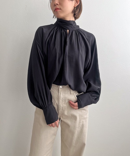 「LHELBIE」 7分袖ブラウス M ブラック レディース LHELBIE 「LHELBIE」 長袖ブラウス M ブラック レディース
