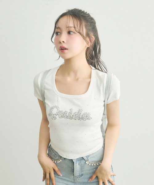 BEP OG ラインストーン TEE MOUSSYBEP OG ラインストーン BABY TEE ホワイト MOUSSY | BEP
