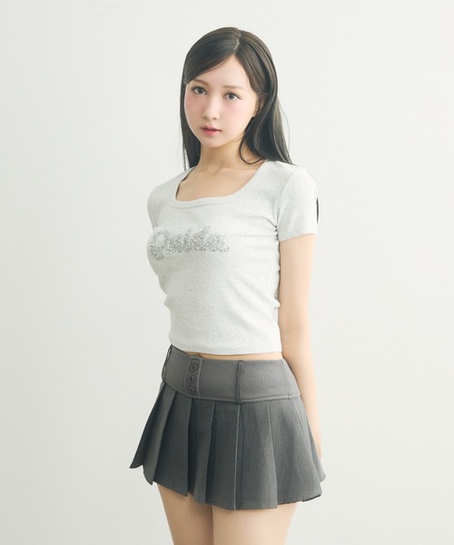 TITTY＆CO. tシャツ ラインストーン付きロゴTee レディース