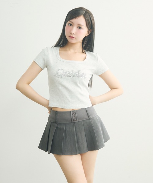 TITTY＆CO. tシャツ ラインストーン付きロゴTee レディース