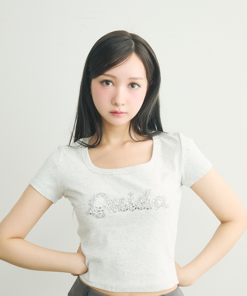 みや966TRUBE ロゴ・ラインストーンbigTU/939T セール】ロゴラインストーン Tシャツ（Tシャツ/カットソー